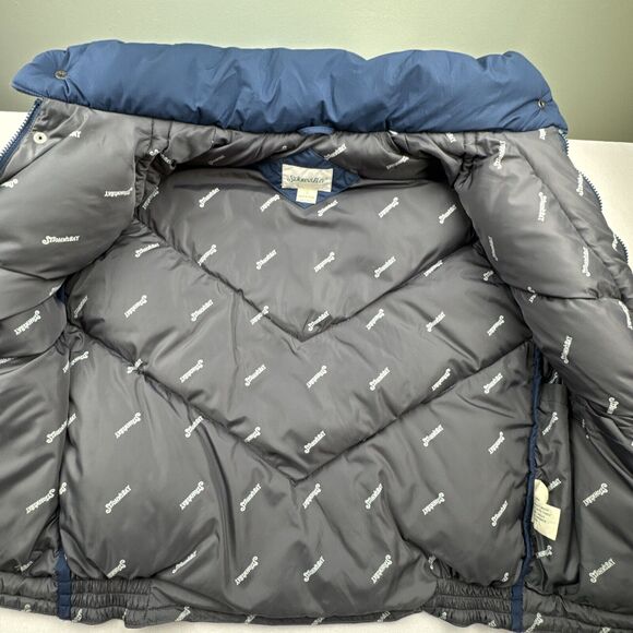 VTG St Johns Bay Mens Down Puffer Vest Size Large Blue Quilted Down Insulated - Picture 10 of 16